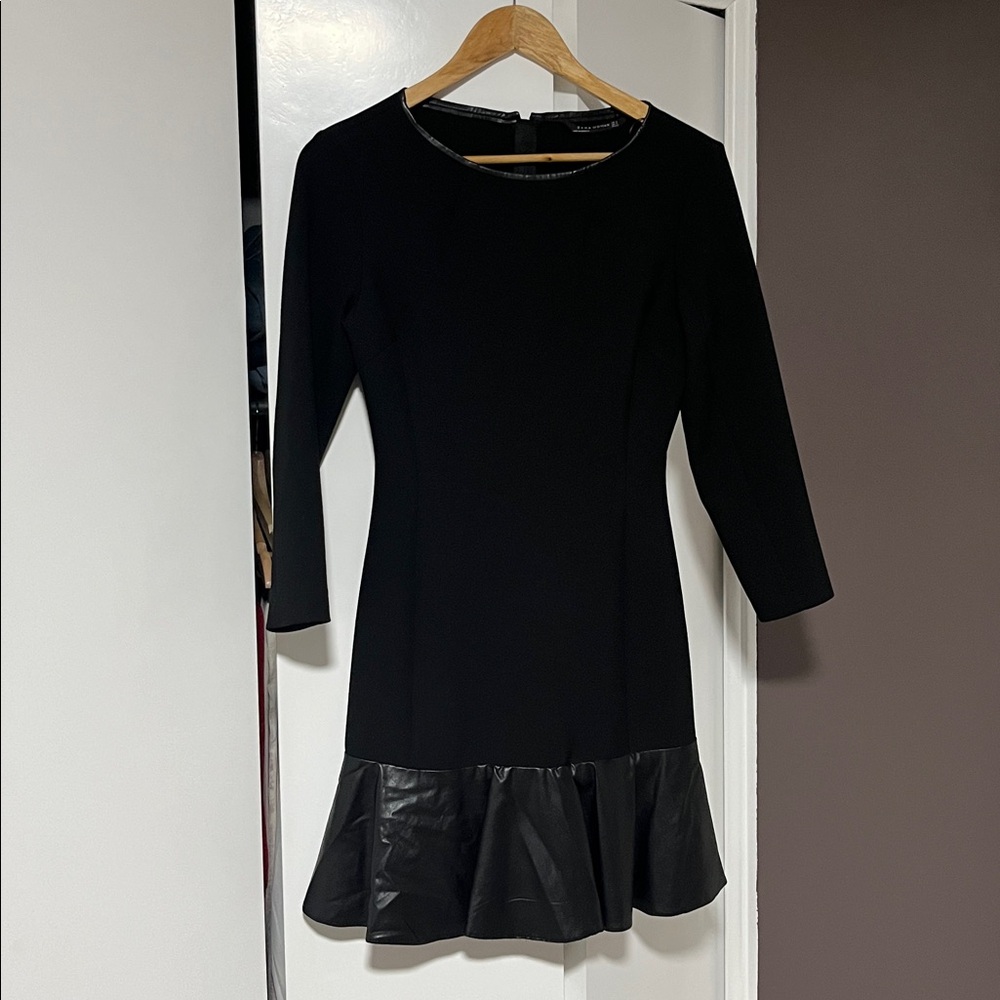 Zara Black Dress with Leather Detail
